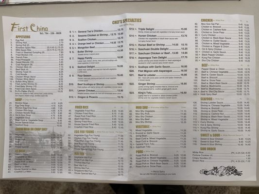 First China Restaurant menu 4
